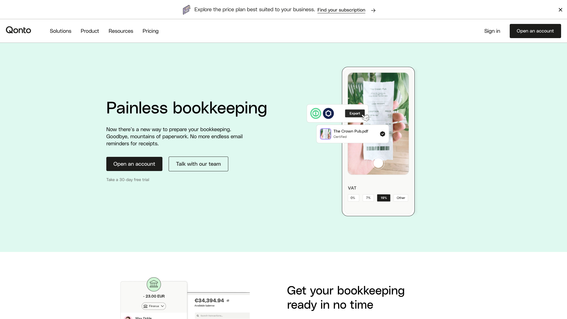 Screenshot of Qonto