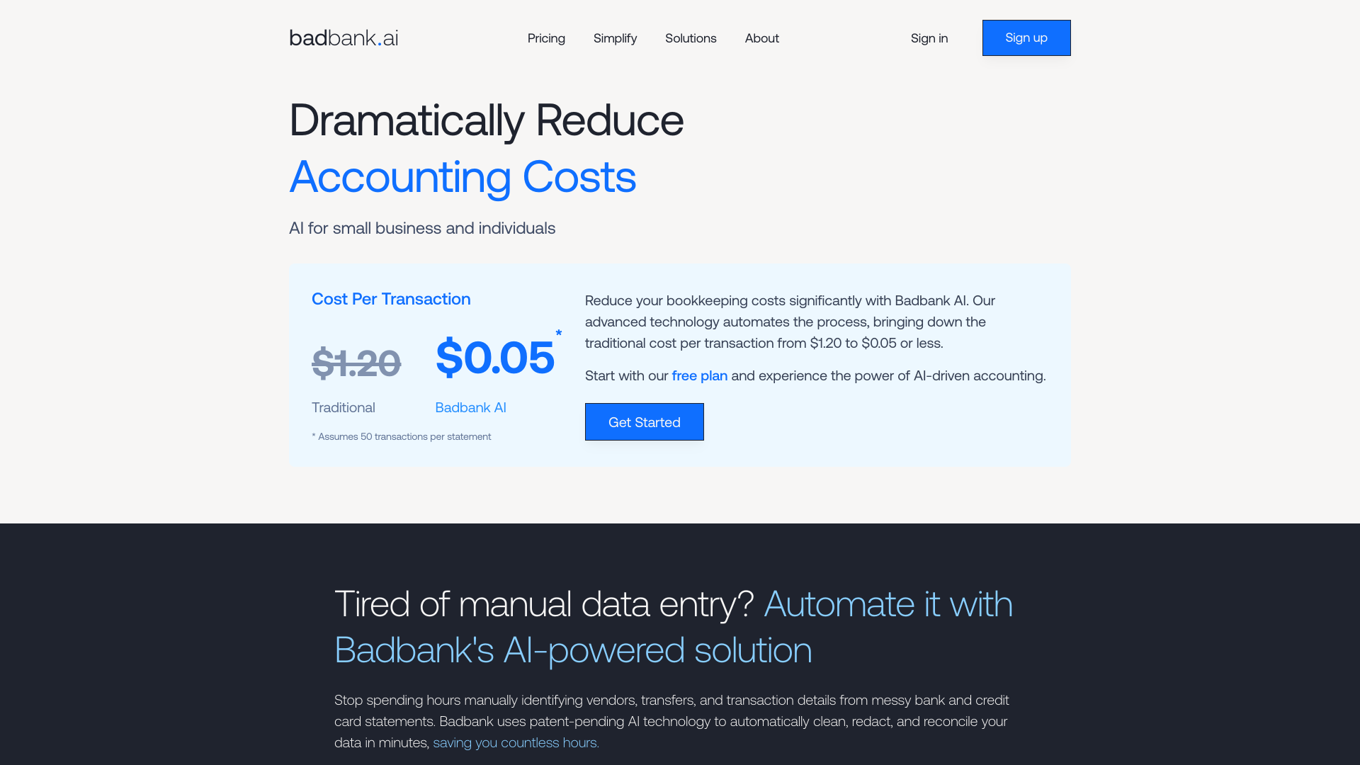 Screenshot of Badbank AI